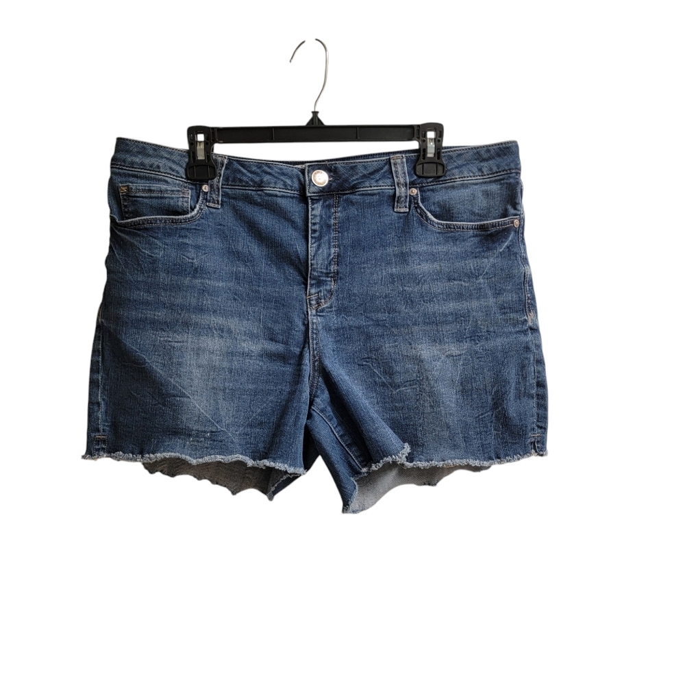 Seven7 Blue Jean Midi Shorts Women's Size 16 Raw Hem Weekend Short